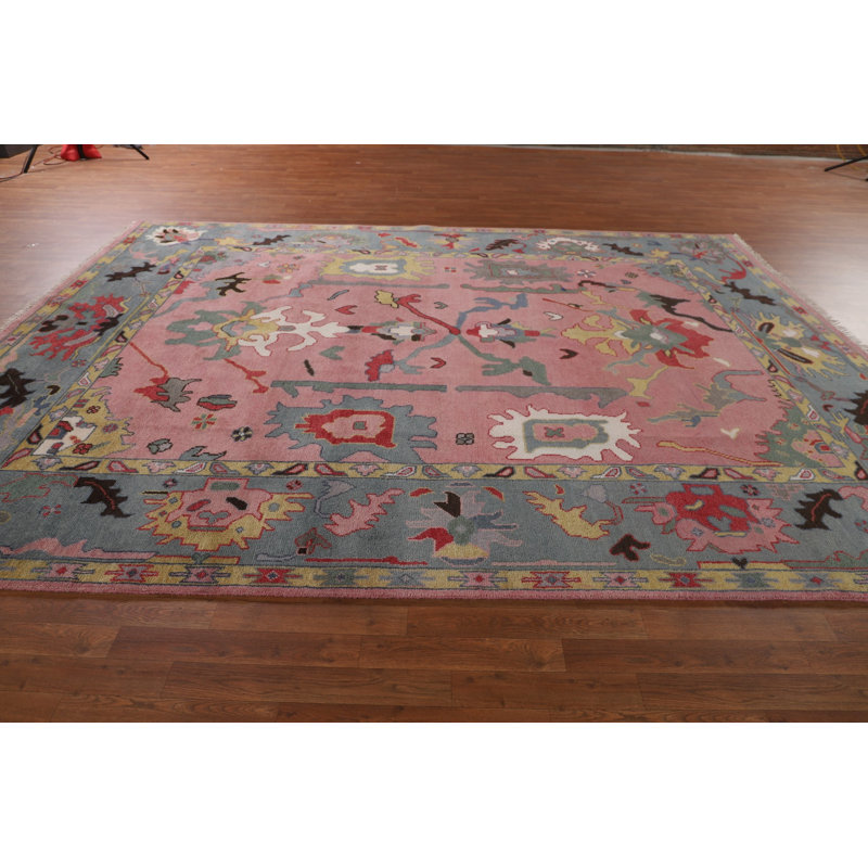 Tapis rose fait à la main Oushak 9 x 12