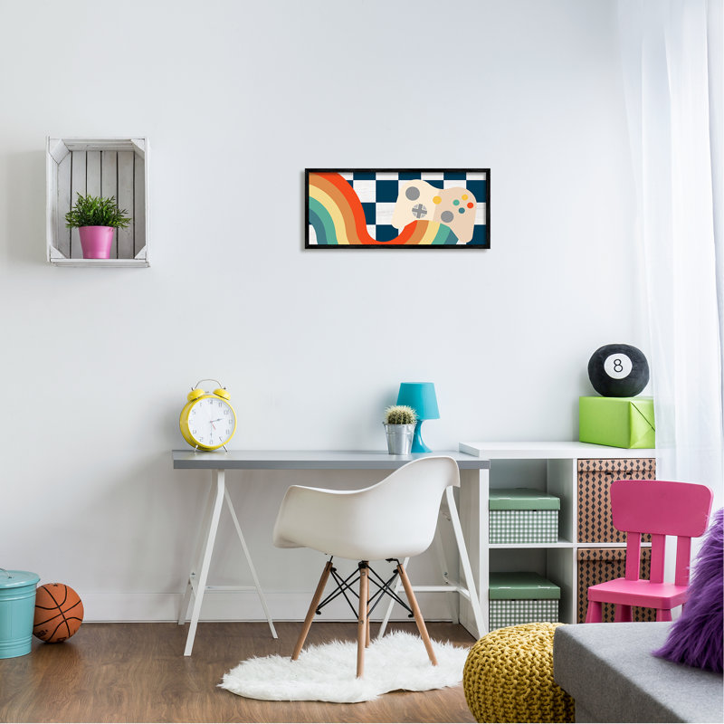 «Rainbow Gaming contrôleur encadré sur bois», impression, H 10 po x l 24 po x P 1,5 po, Giclée encadrée noir minuit