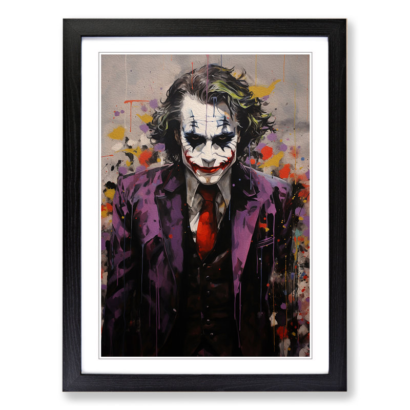 XYZ-FRM-V1223-3913 Joker Contemporary - Single Picture Frame Print on Wood, 64cm H x 46cm W x 2cm D, Black Framed