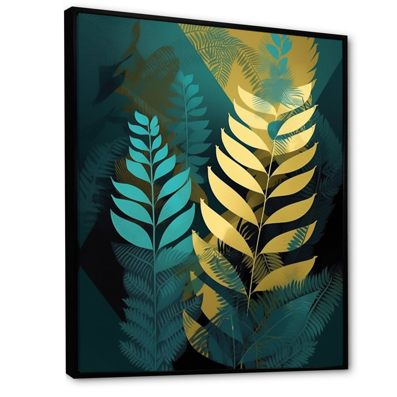 Nathen Harmonious Ferns III - Imprimé, H 32 po x l 16 po x P 1 po, Cadre flottant noir