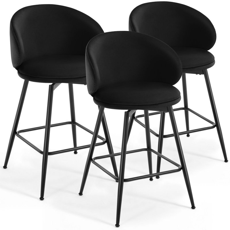 Tabourets pivotants rembourrés, Noir, Tabouret de bar (siège d'une hauteur de 30 po), 3