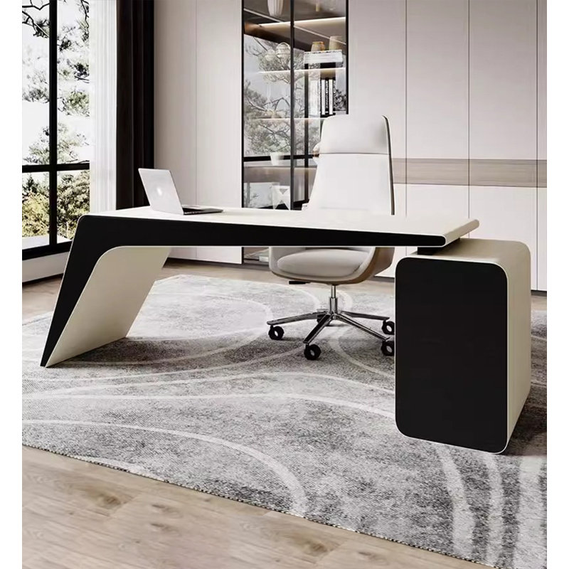 Practical Large Executive Desk with 3 Drawers and Stable Curved Frame, 29.5" H x 70.9" W x 31.5" D