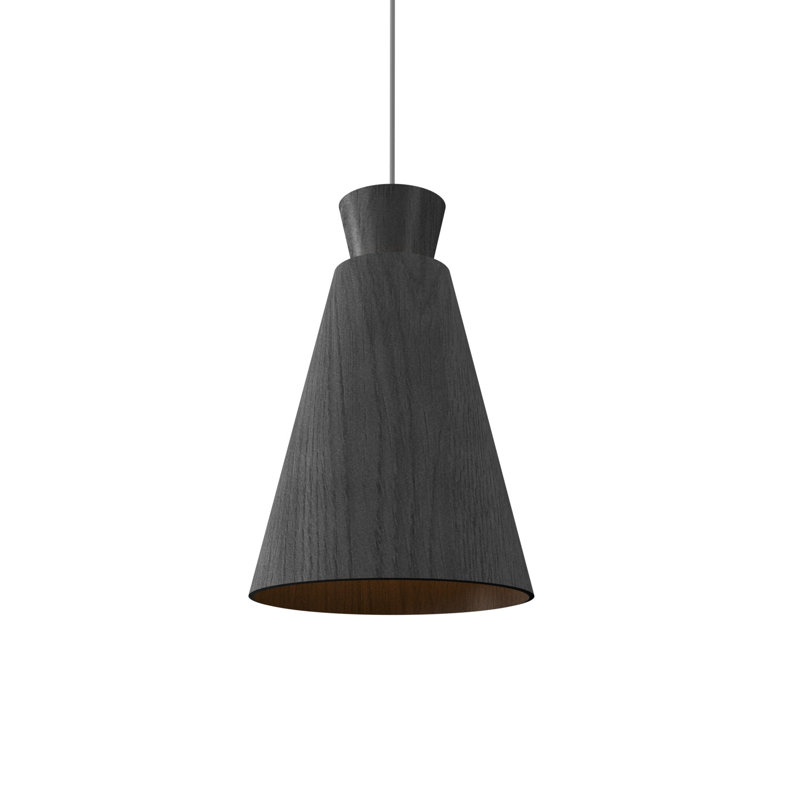 Luminaire suspendu simple à 1 lumière Conical, Gris plomb organique