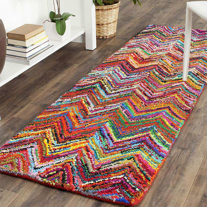 Tapis multicolore touffeté à la main Barnes, Tapis de couloir 2 pi 3 po x 5 pi
