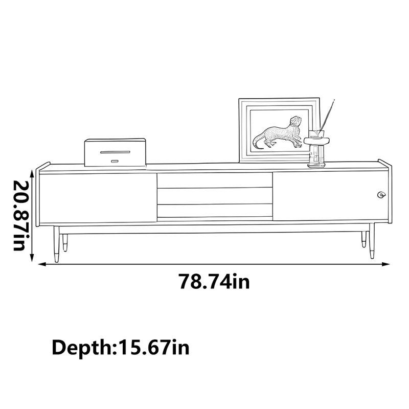 Black fashion pop TV cabinet, 78.74"