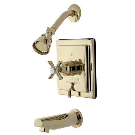 Robinet de baignoire et douche à pression équilibrée à poignée simple Kingston Brass, Laiton poli