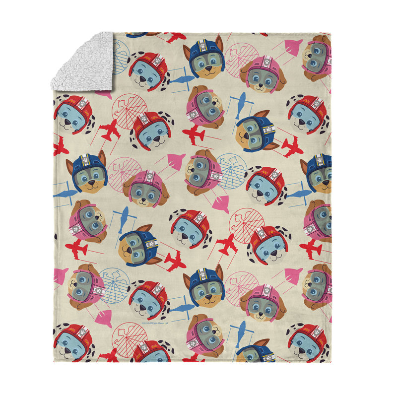 Jeté en soie Paw Patrol, Sauvetage aérien, Beige, L 60 po x l 50 po