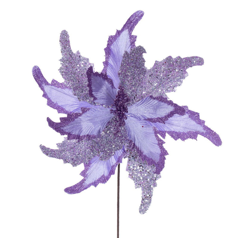 18" x 20" Grand Velvet Poinsettia Stem. It includes two pieces per bag., Light Purple