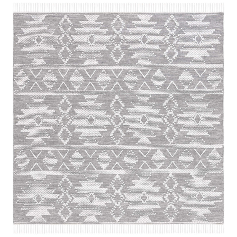 Kilim Flat Weave Performance Geometric Rug, Square 6'