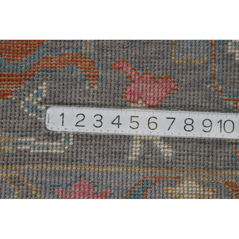 Tapis indien ivoire en laine à motif floral Oushak 8 x 10