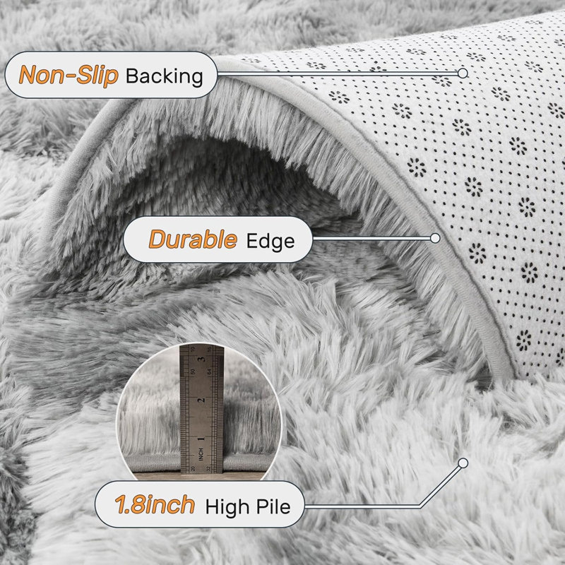 Soft Shaggy Area Rug, Multiple Sizes Grey Fluffy Carpet for Living Room Bedroom, Plush Fuzzy Rugs for Home Decor, Halloween Christmas Seasonal & Daily Use, Non-Slip Cozy Floor Mat