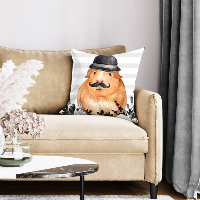 Guinea pig detective - 20"x20" Throw pillow - Poly twill - Print on demand, Polyester/Polyfill, 20" H x 20" W