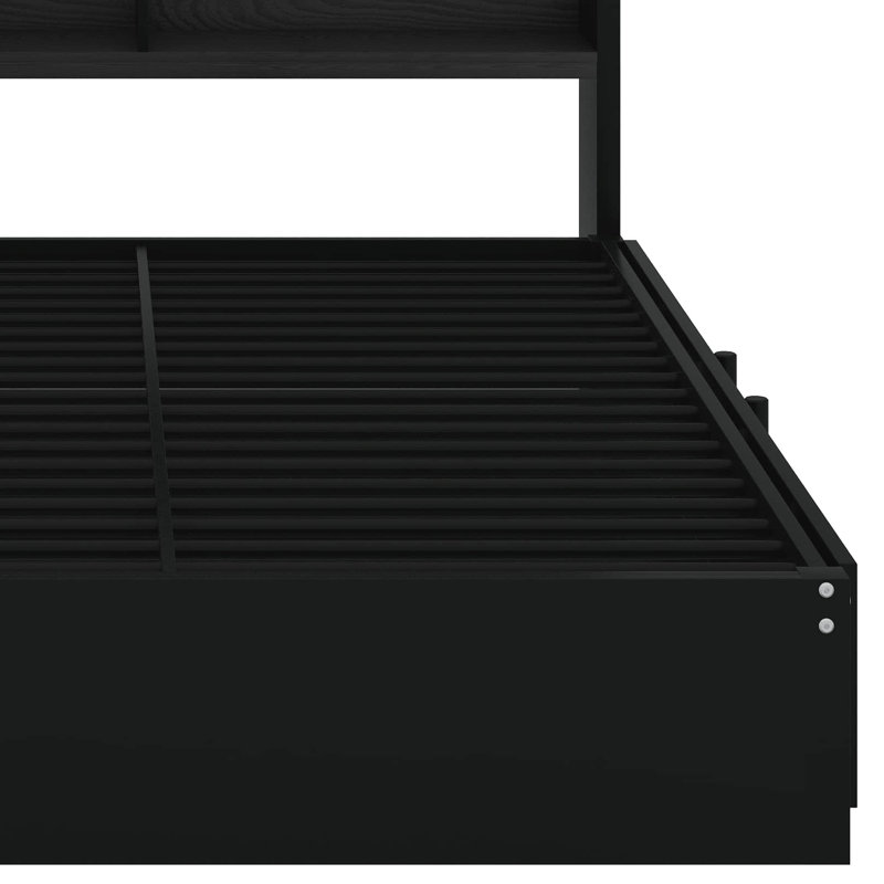 Full Size Metal Daybed With Trundle, Storage Cabinets And USB Ports, Black