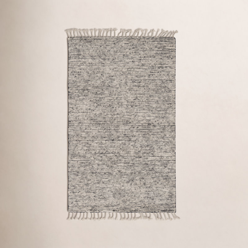 Shea Stripe Hand-Knotted Gray Area Rug, Rectangle 5' x 8'