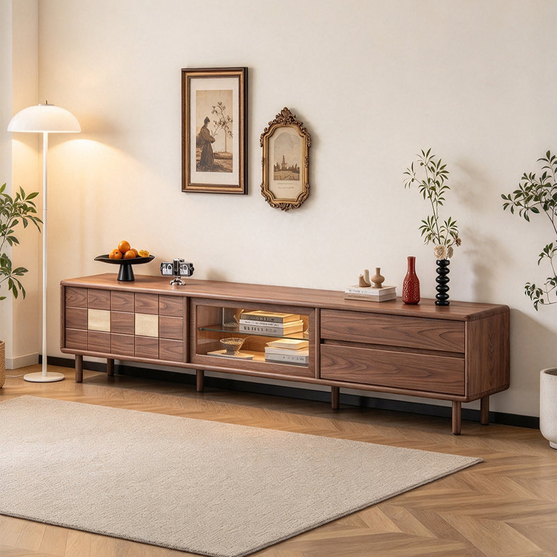 Nut-brown Solid Wood TV Stands, 70.87