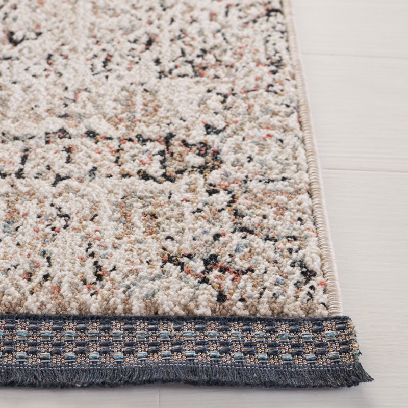 Tapis ivoire / bleu marine tissé à la machine 80% polyester, 20% coton Lauren Ralph Lauren, Rectangle 8 pi x 10 pi