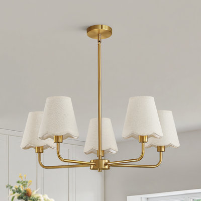 Lustre 5 lumières à intensité variable moderne avec abat-jour en tissu