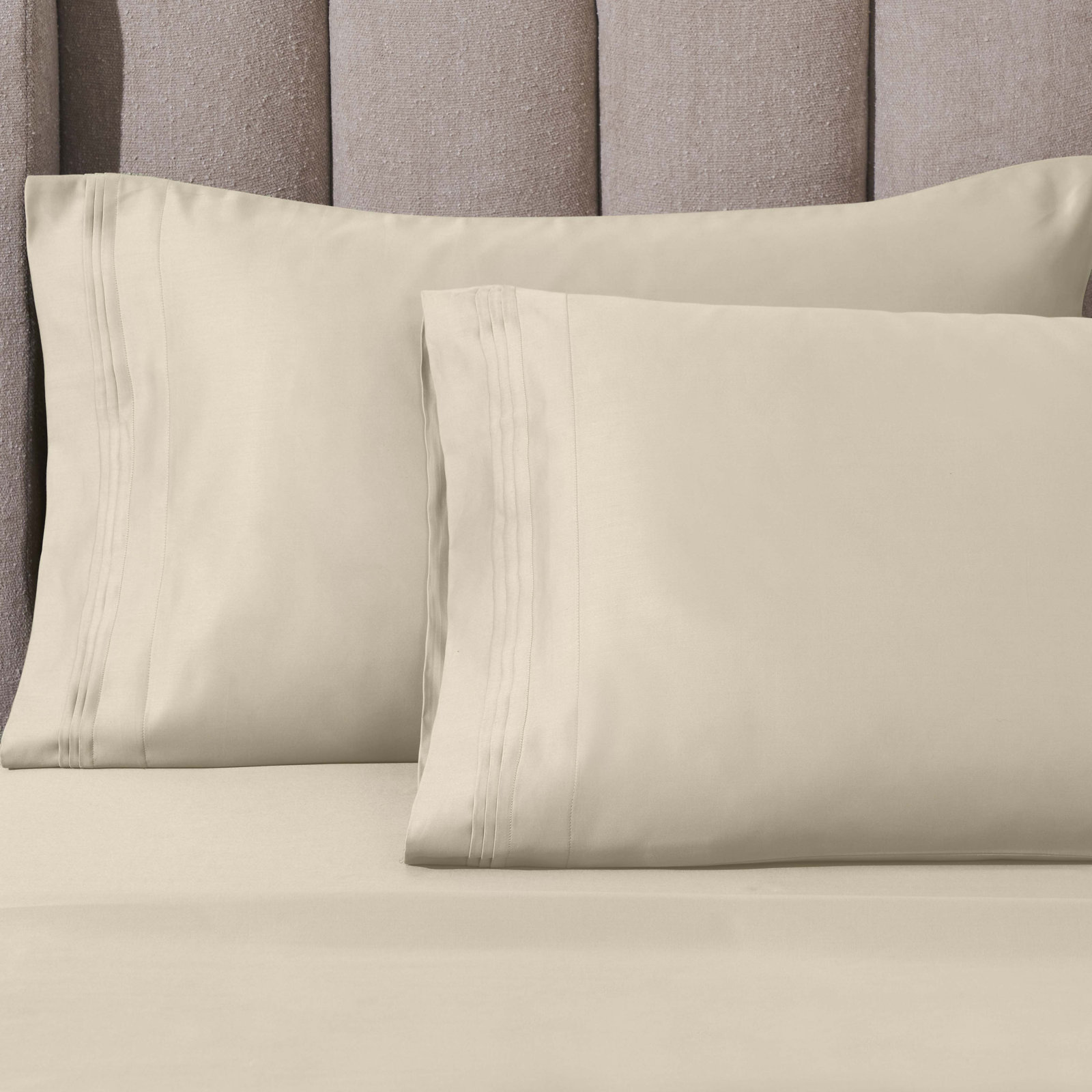 Arling Cotton Pillowcase, King Pillowcase, Ivory