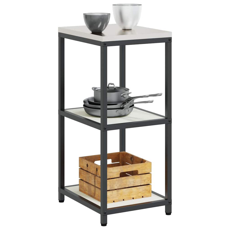  Kitchen Storage Shelf With Shelf With Storage White Steel, 92cm H x 40cm W x 50cm D, White