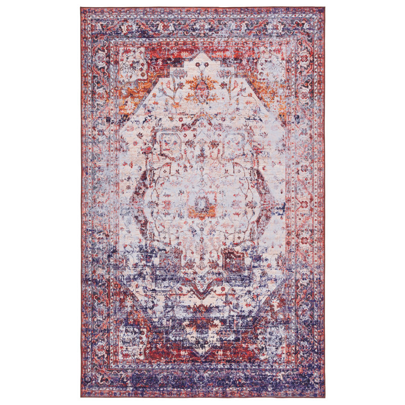 Tapis beige / rouge Jetsyn Performance, Rectangle 9 pi x 12 pi