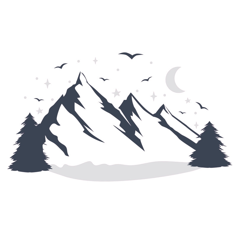 Adhésif décoratif montagnes sous le ciel nocturne, H 11 po x l 20 po
