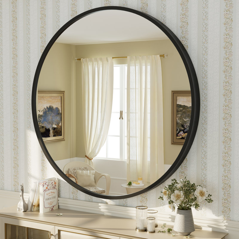 Miroir mural Amara, 48 po x 48 po, Noir mat