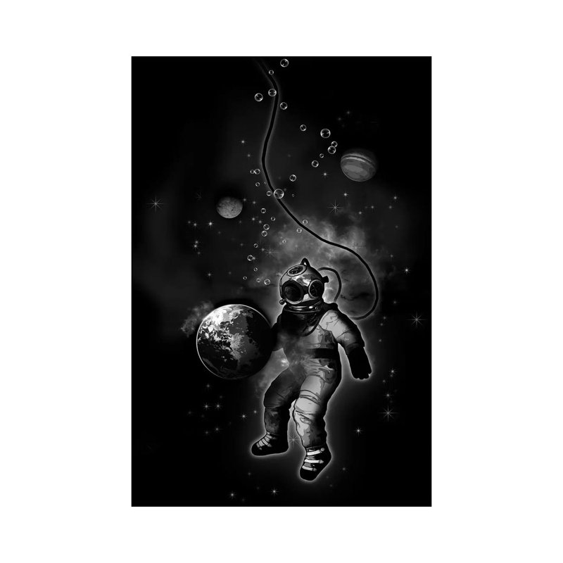 Plongeur sous-marin, H 12 po x l 18 po x P 1,5 po, Toile tendue