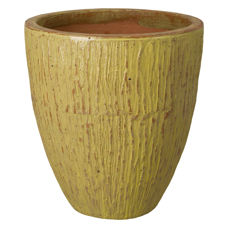 Pot à fleurs en céramique Efkea, H 29,5 po x l 26 po x P 26 po, Jaune