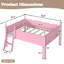 Lit mezzanine pleine grandeur avec garde-corps pleine longueur, lit mezzanine bas en bois massif avec échelles et tablette à côté, forme chic et conception à profil bas-155249484-155249485