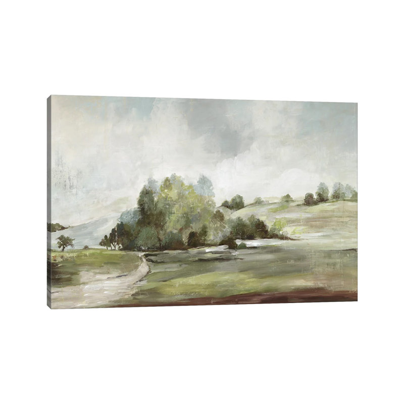 Green Country Road - Estampe numérique sur toile tendue avec châssis, H 18 po x l 26 po