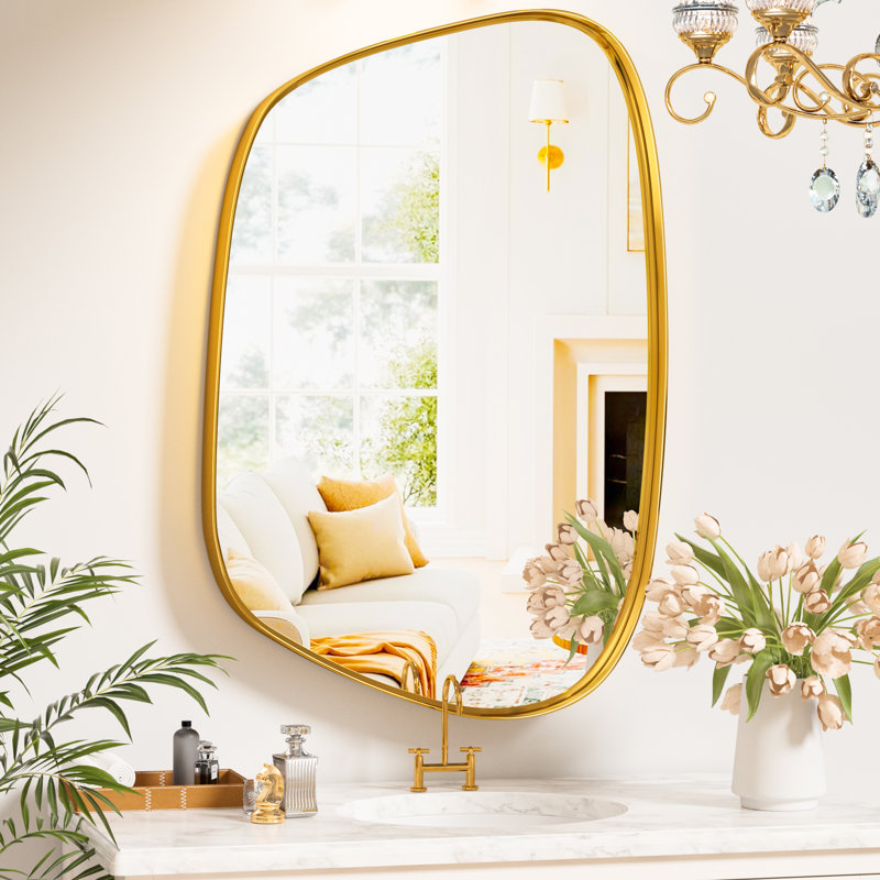 Irregular Wall Mirror - Decorative Tempered Glass Mirror With Aviation Aluminum Alloy Frame For Bathroom, Bedroom, Living Room, Entryway, Cloakroom