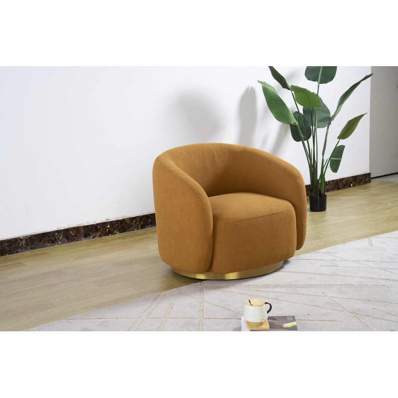Dove Upholstered Swivel Chair, Yellow Teddy