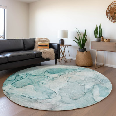 Premium Machine Washable Cerrito AMF512 Teal Rug