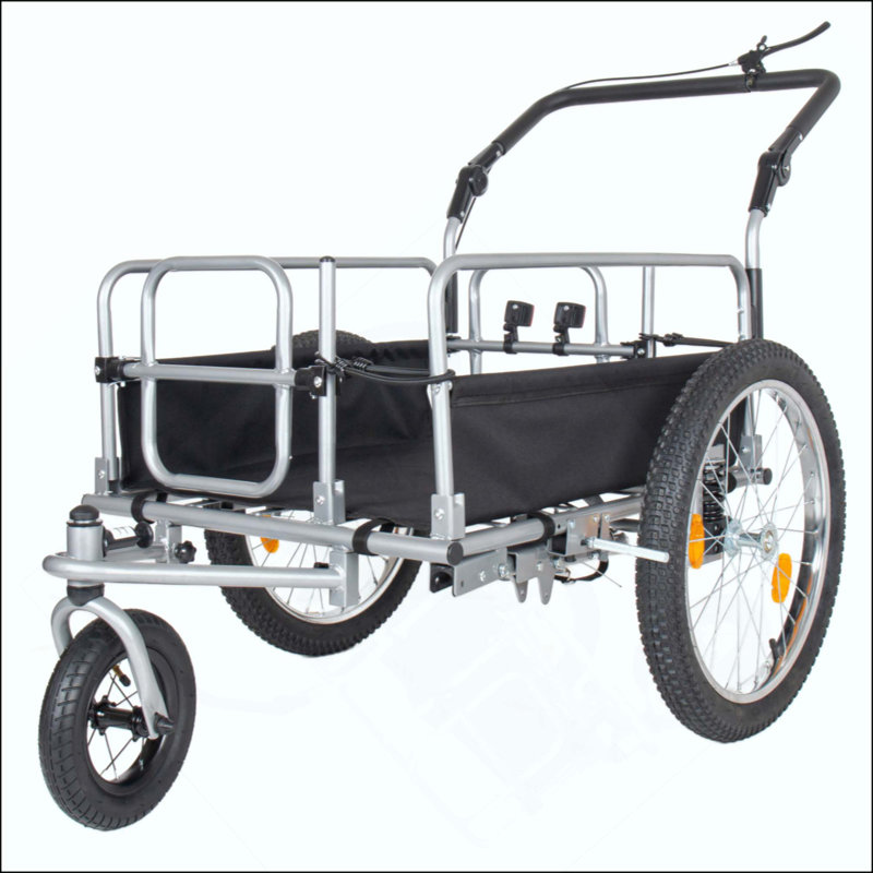Remorque de cargaison de vélo robuste 3 en 1 - pneus usés améliorés, capacité de 150 lb, structure en acier, poussette convertible et chariot à tirer