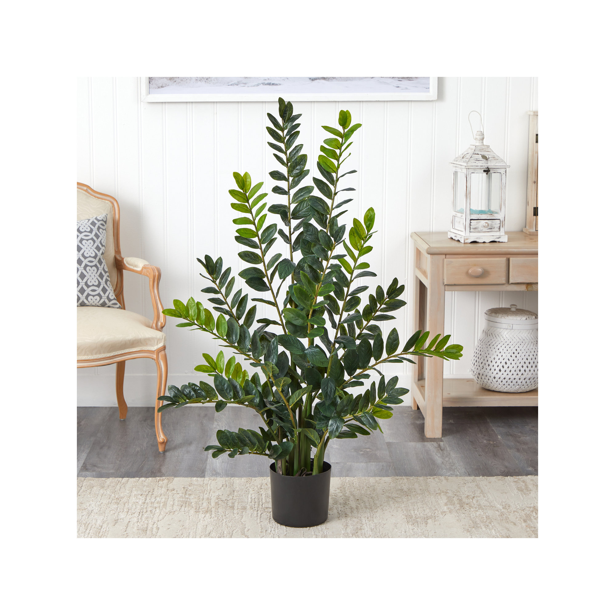 Faux ZZ Plant in Pot, 48" H x 28" W x 14" D