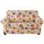 Housse de canapé imprimée pour canapé à 2 coussins Housse de causeuse haute extensible 3 pièces avec deux housses de coussin séparées (fleur de vigne, causeuse)