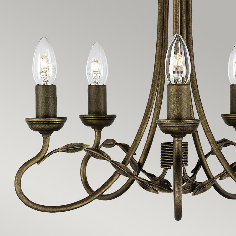 Bardell 5 - Light Candle Style Chandelier, Black and Gold