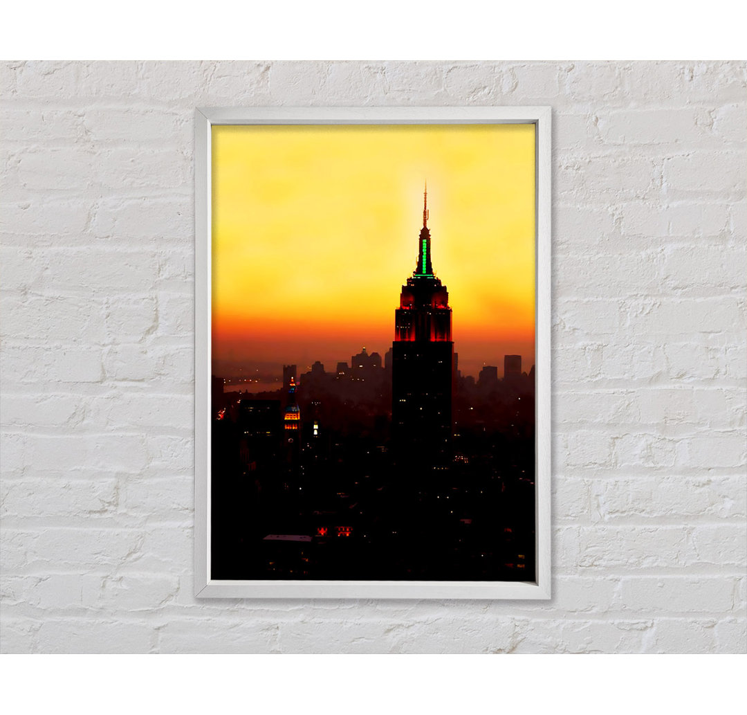 New York City Empire State Building Orange Glow - Einzelbildrahmen Kunstdrucke auf Leinwand