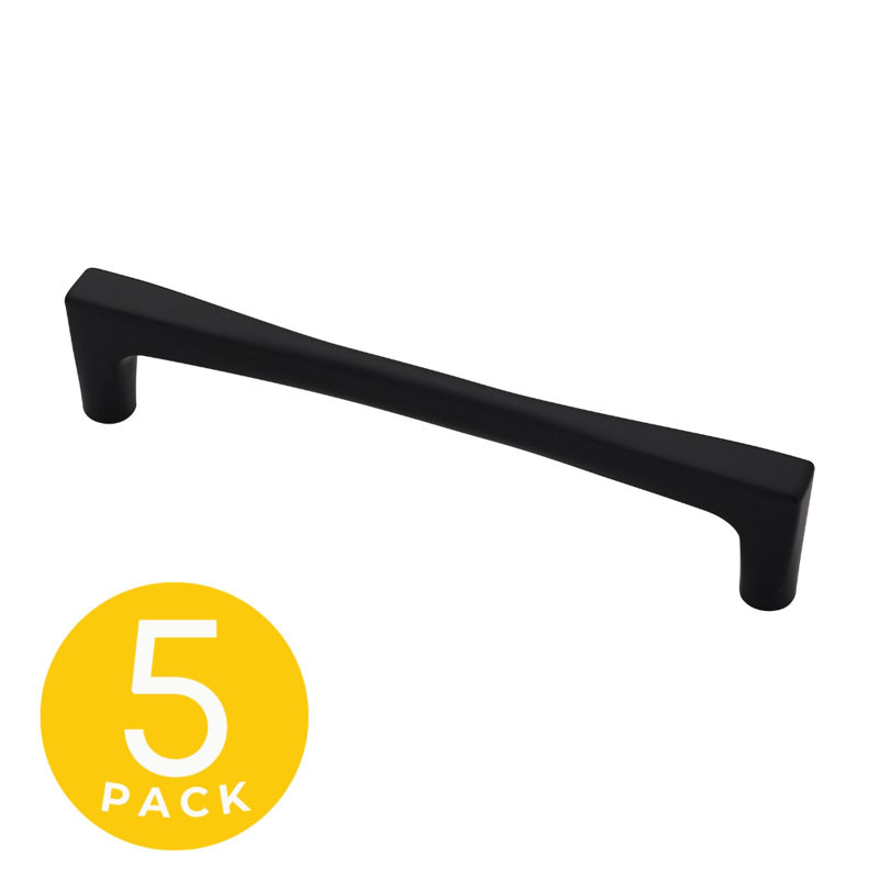 Comet Series 5 in. (128 mm) Center-to-Center Modern Black Cabinet Handle/Pull (5 Pack), Black