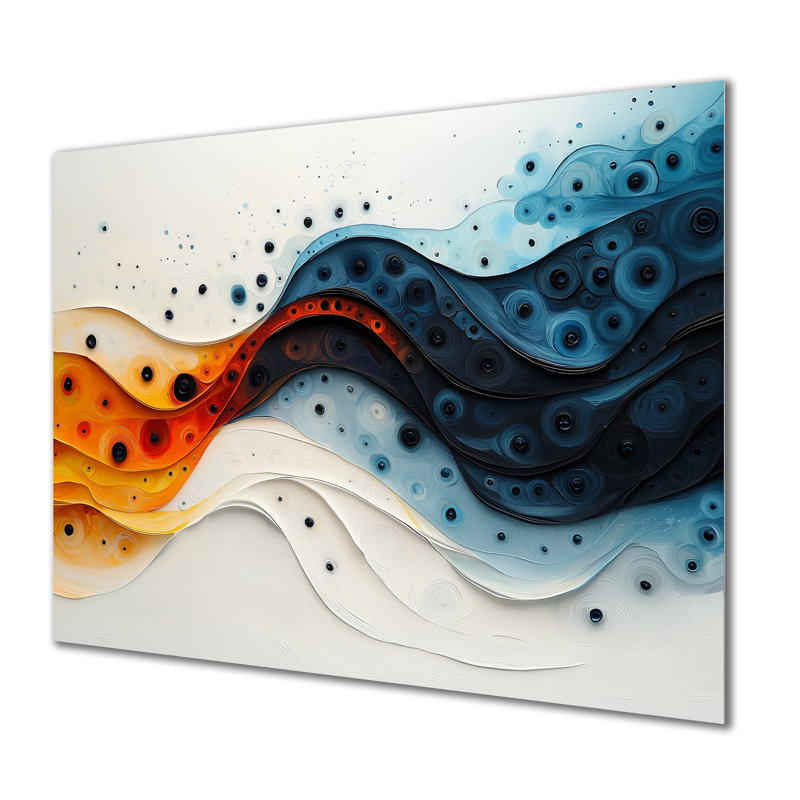 «Orange» et «Sprial», encre rythmique orange, «I», reproduction d'art en spirale abstraite, H 30 po x l 40 po