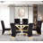 Faux Marble Top Metal Base Dining Table