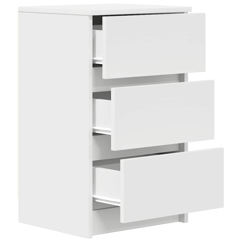 Bedside Cabinet With 3 Drawers 39X35x65 Cm, White