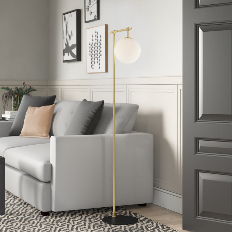 Lampe sur pied avec bras articulé Anabella, Givré, Nickel brossé