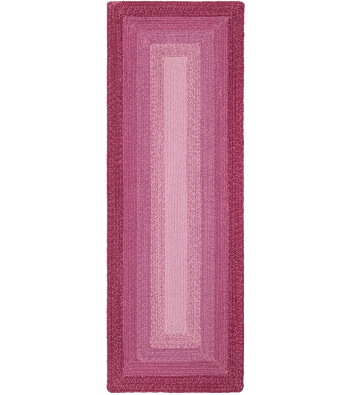  Ombre Hand Braided Wool Rug, Pink, Runner 2' x 6'1"