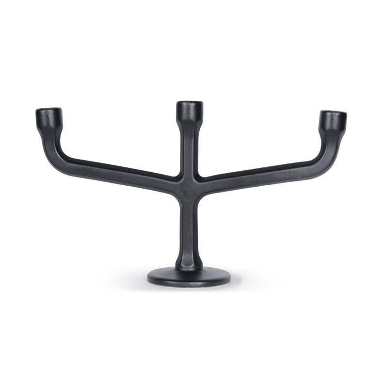 Concrete / Cement Candlestick, Satin Black