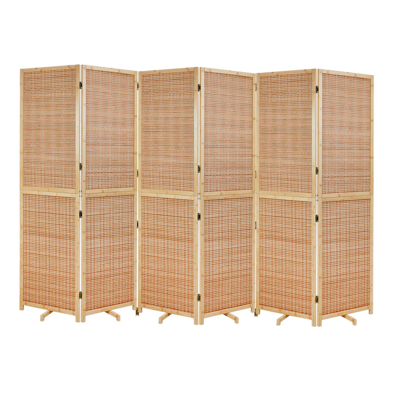 Paravent en fibre de bambou naturel, écran d'intimité rotatif pliable à 180 ° résistant aux intempéries 4/6/8 pour cour intérieure