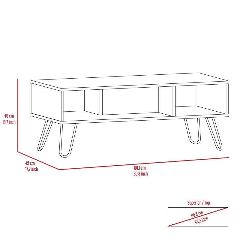 Table basse à 4 pieds avec rangement, table de salon et table basse moderne Karielle