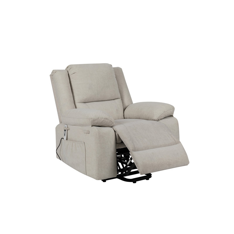 Electric Power Recliner Chair With Massage,Side Pocket, Beige