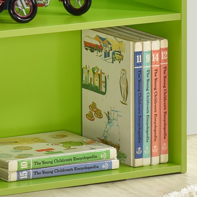 2-Tier Bookcase Storage Organizer, Wooden Open Storage Shelf for Bedroom, Nursery, Kids Room, Living Room, or Home Office - Green