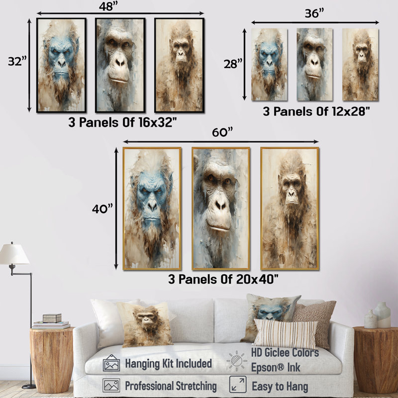 Bigfoot Portrait, 28" H x 36" W, Black Floater Framed